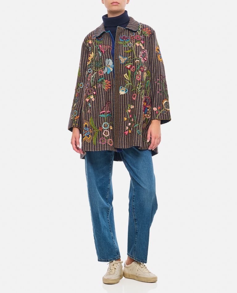 Shop Péro Embroidered Double Face Jacket In Multicolor