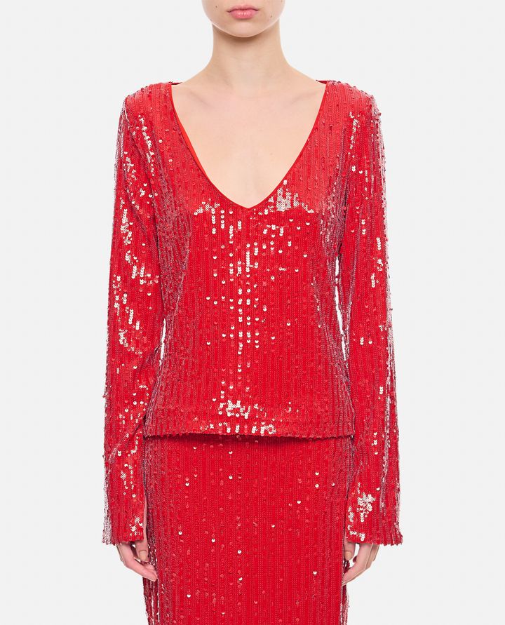 Rotate Birger Christensen - SEQUINS LS V-NECK TOP_1