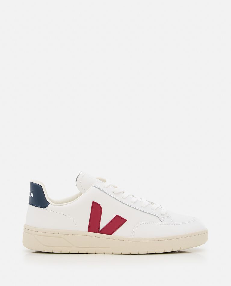 Veja Extra White Marsala And Navy Leather V - 12 Sneakers In White