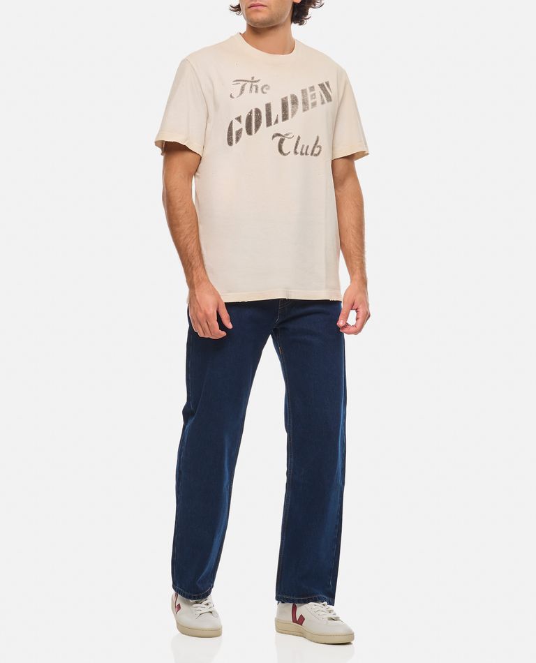 Shop Golden Goose Cotton T-shirt Team Print In White