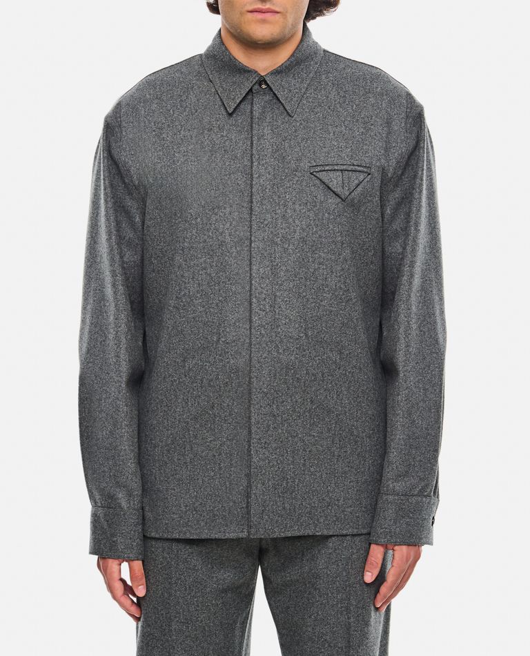 Shop Bottega Veneta Flannel Shirt In Grey