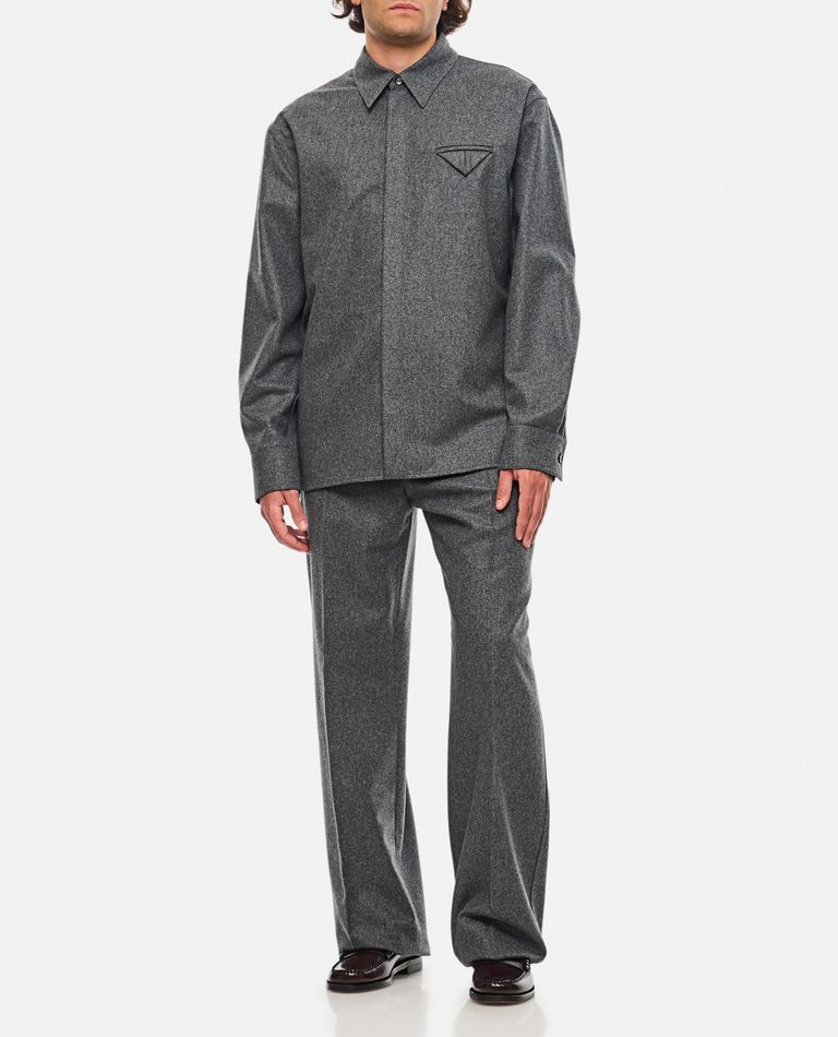 Shop Bottega Veneta Flannel Shirt In Grey