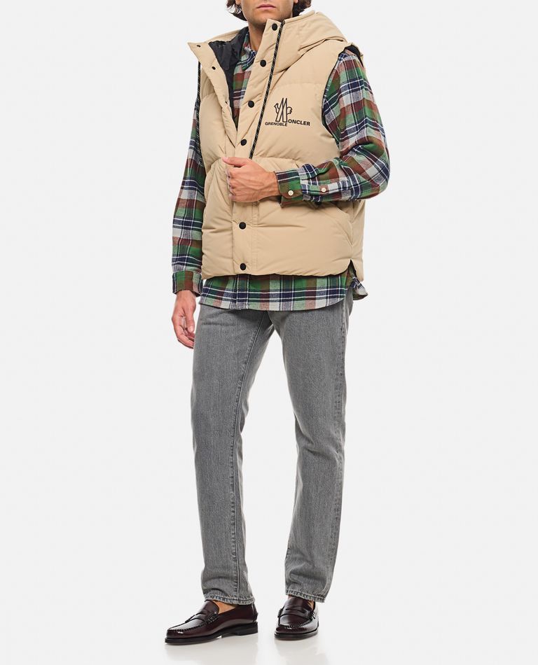 Shop Moncler Baldy Vest In Beige