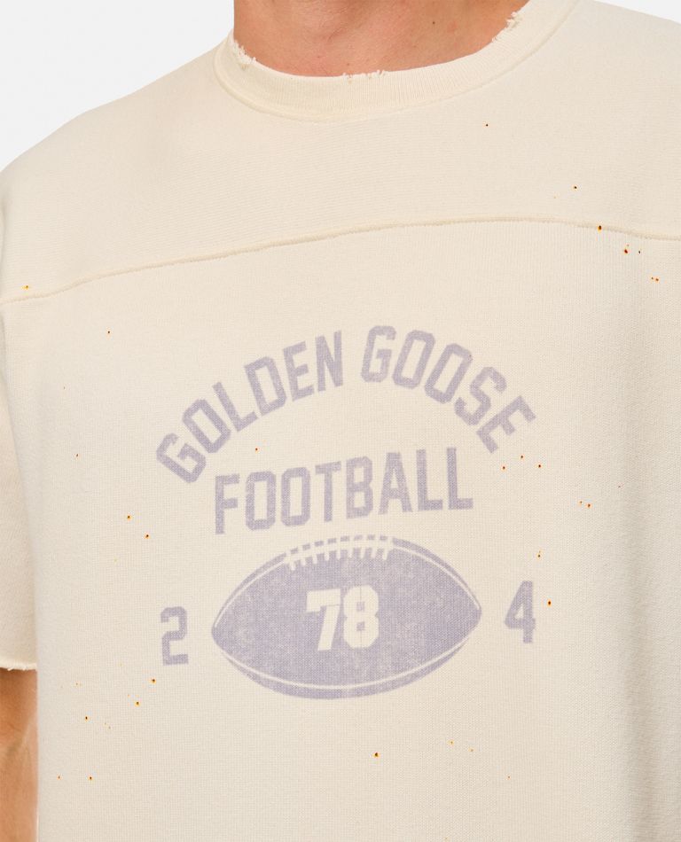 COTTON T-SHIRT FOOTBALL PRINT for Men - Golden Goose sale