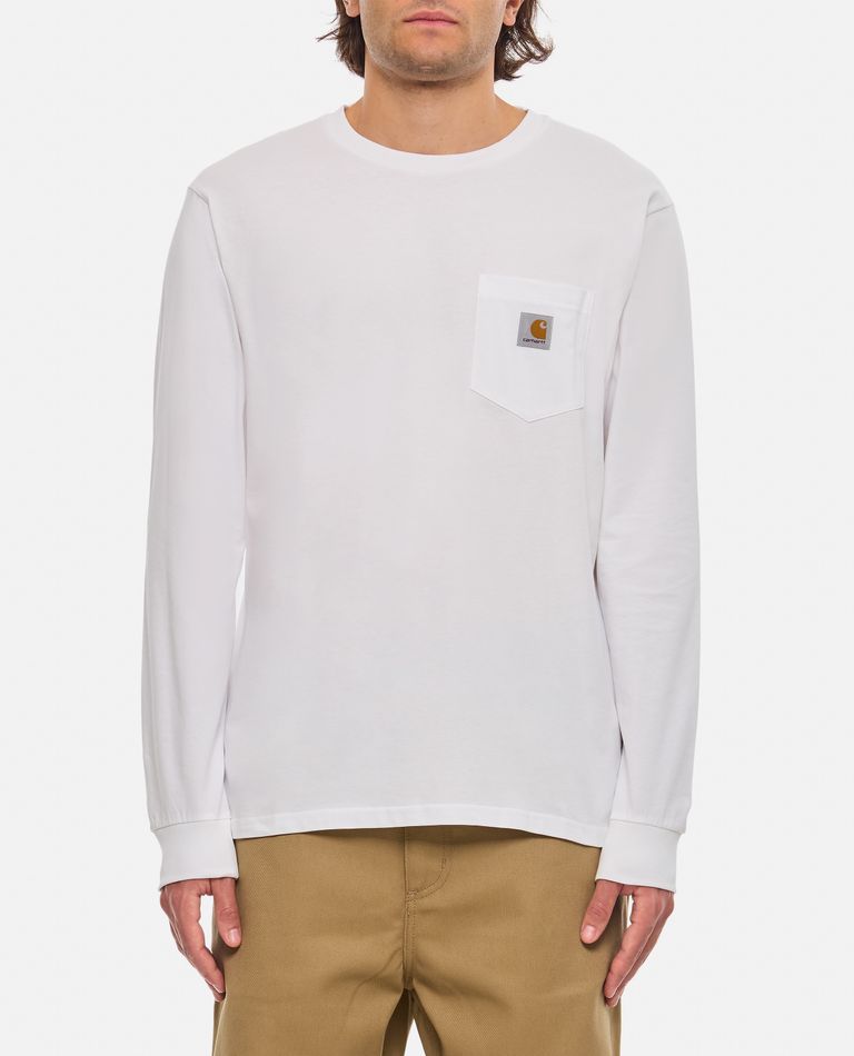 Shop Carhartt Ls Pocket T-shirt Cotton In White