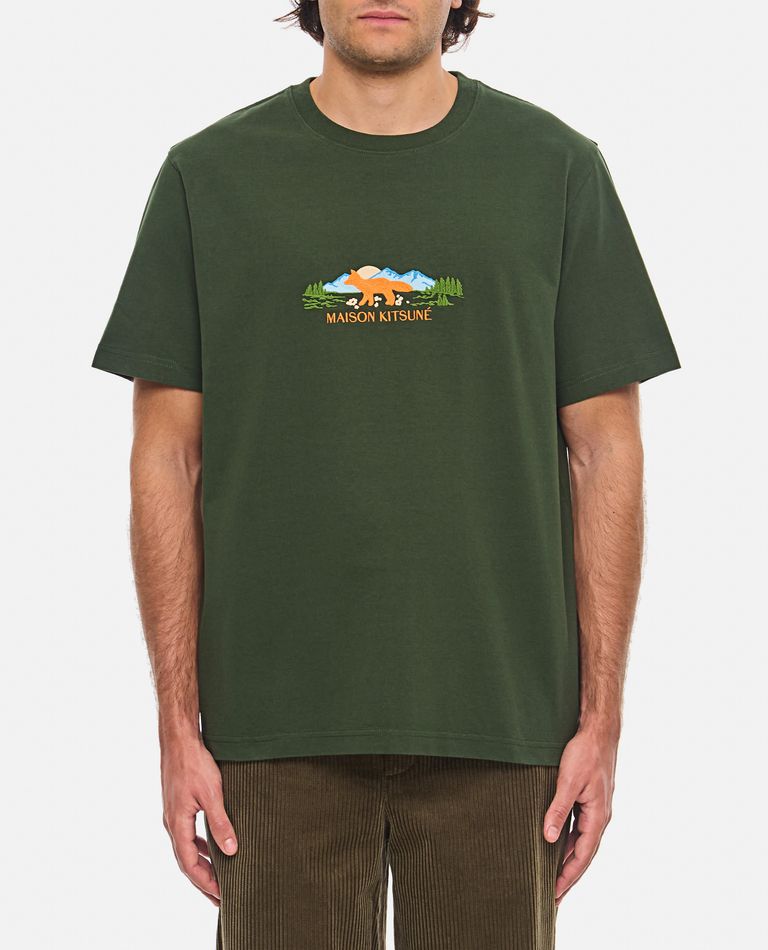 Shop Maison Kitsunã© Outdoor Profile Fox Comfort Tee-shirt In Green