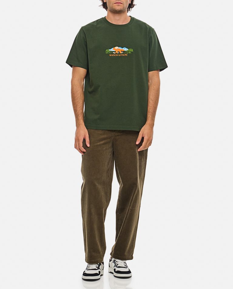 Shop Maison Kitsunã© Outdoor Profile Fox Comfort Tee-shirt In Green