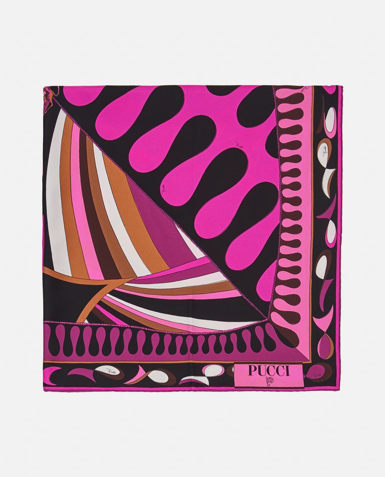 Shop Emilio Pucci 90x90 Silk Twill Foulard In Multicolor