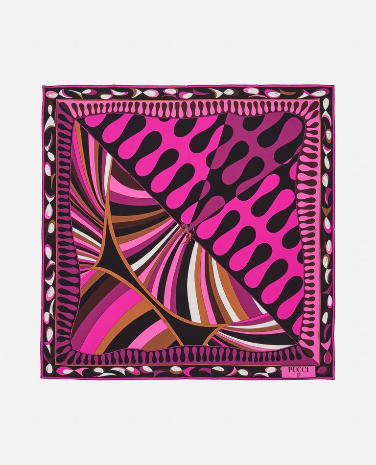 Shop Emilio Pucci 90x90 Silk Twill Foulard In Multicolor