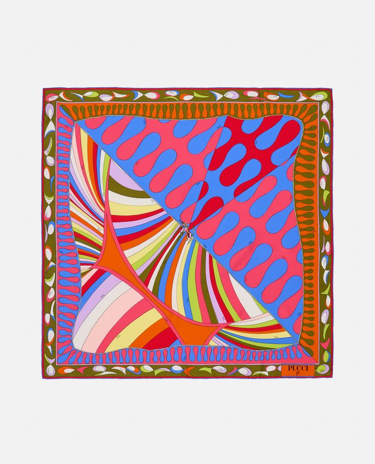 Shop Emilio Pucci 90x90 Silk Twill Foulard In Multicolor