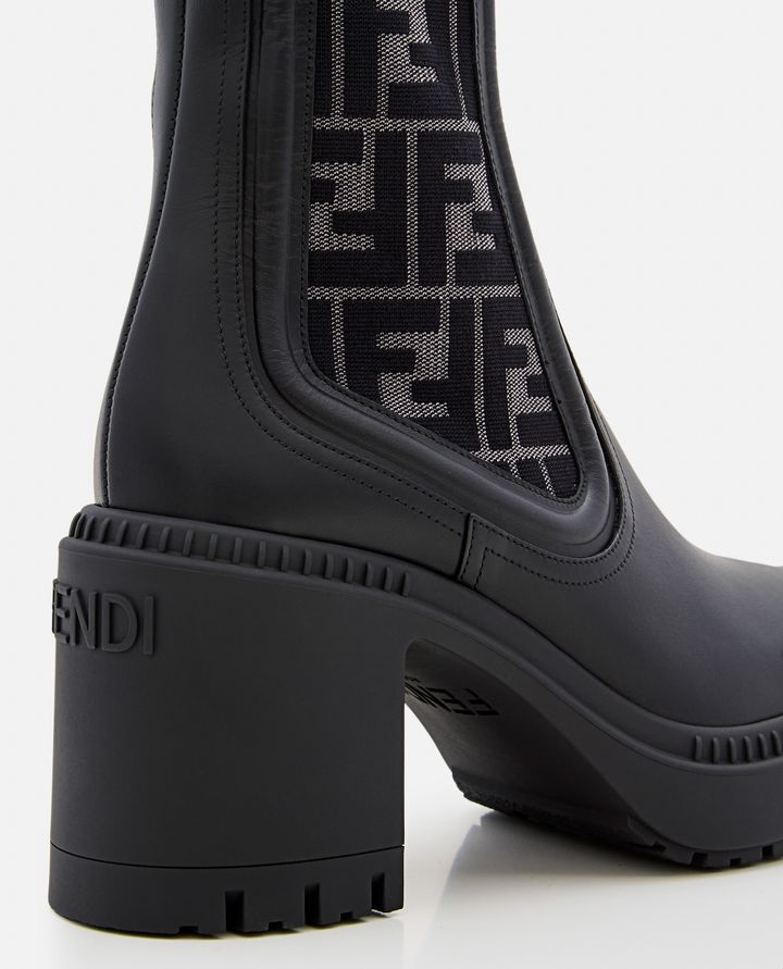 Fendi - HEELED LEATHER BIKER BOOTS_4