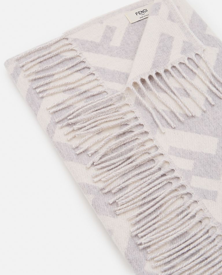 Shop Fendi 45x170 Jacquard Ff Macro Scarf In White