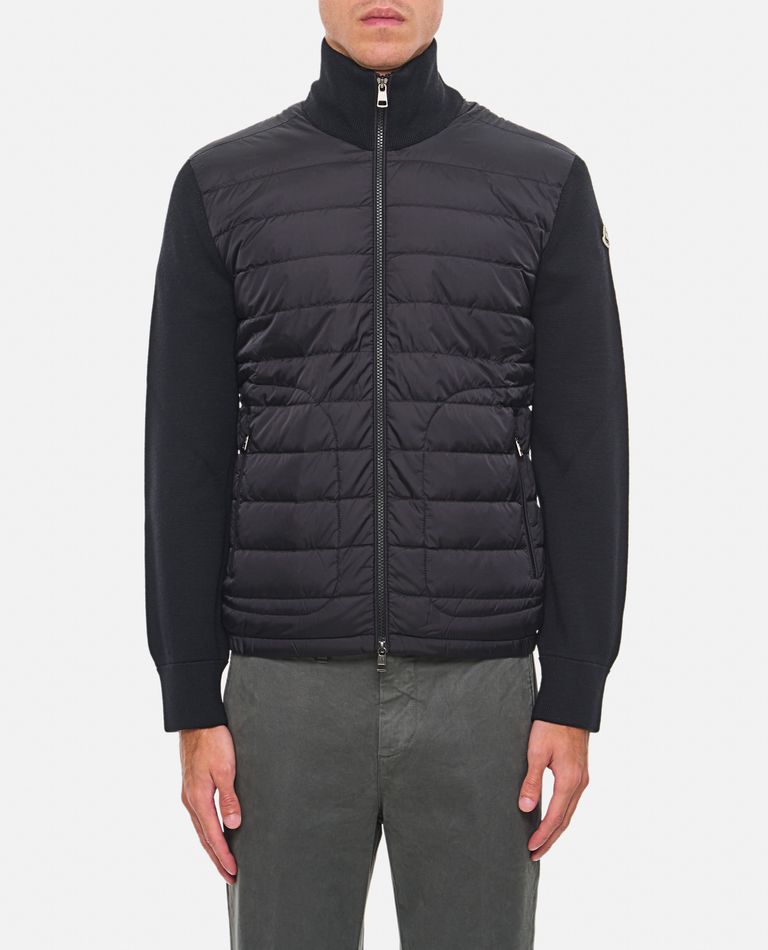 Moncler Zip Up Padded Jacket In Black