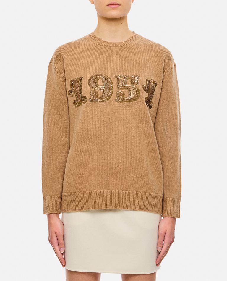 Max Mara Maxmara Women 1951 Sequin Embroidery Pullover In Beige