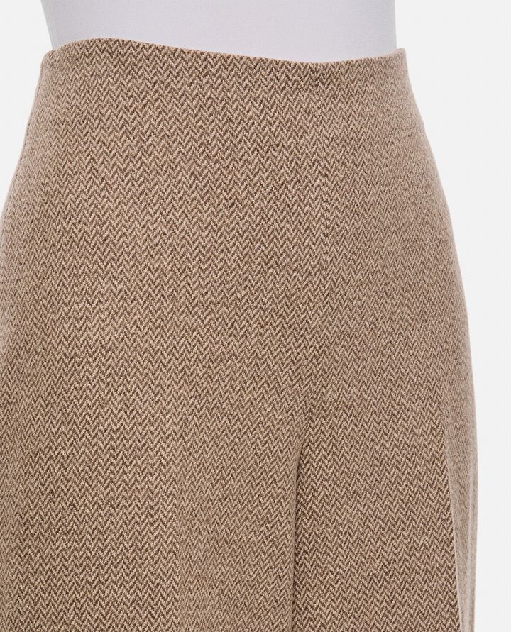 Ralph Lauren Collection - HERRINGBONE SILK WOOL CASHMERE WIDE LEG PANTS_4