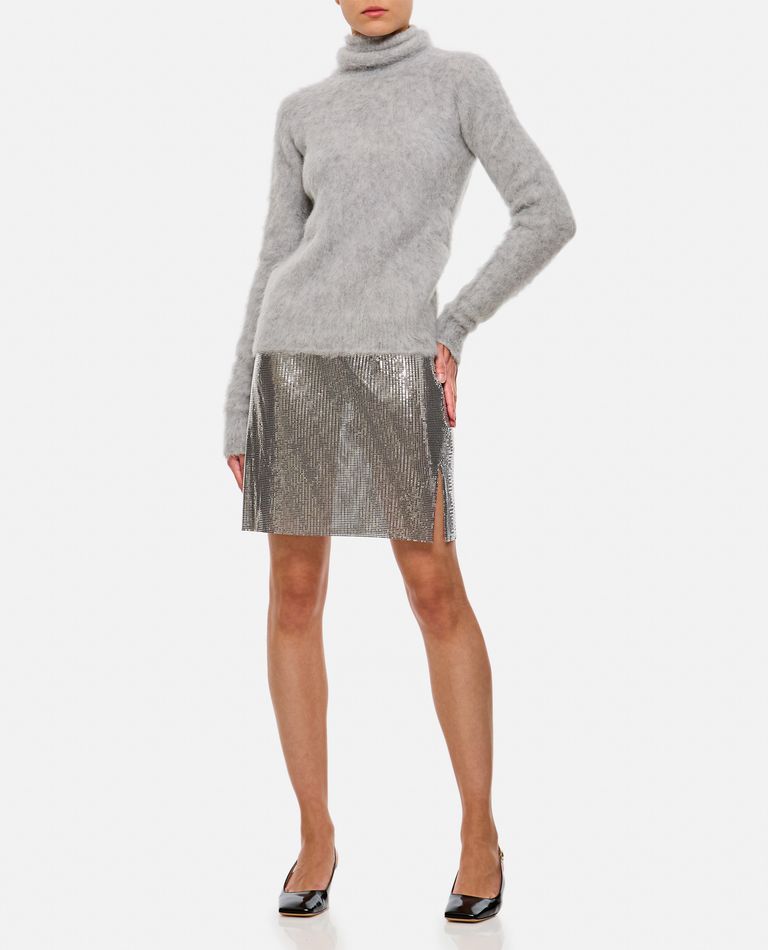 Shop Rabanne Mesh Mini Skirt In Silver