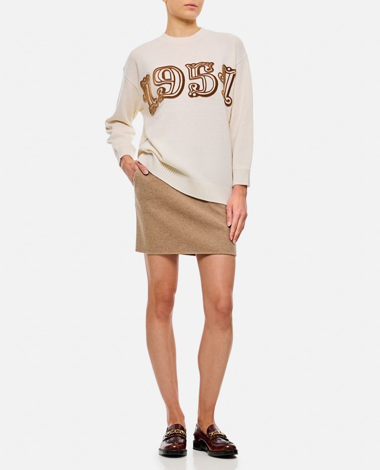 Shop Max Mara Onagro Jersey Wool And Cashmere Skirt In Beige