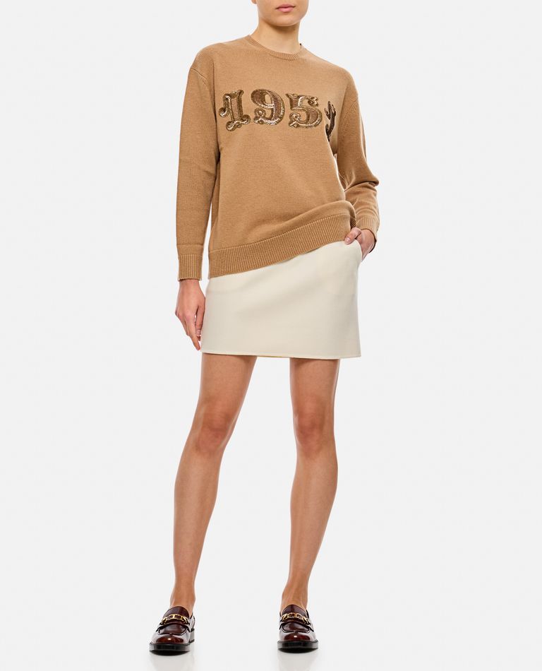 Shop Max Mara Onagro Jersey Wool And Cashmere Skirt In White