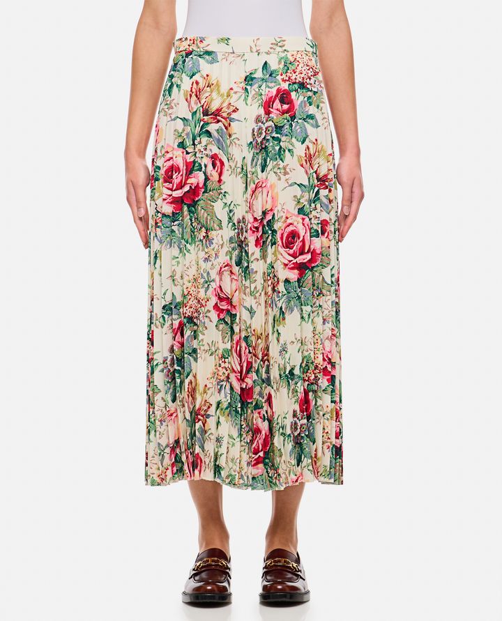 Junya Watanabe - FLOWER PATTERN PRINTED PLEATED MIDI SKIRT_1