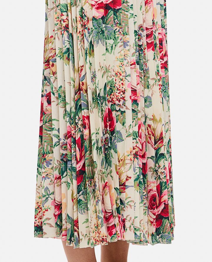 Junya Watanabe - FLOWER PATTERN PRINTED PLEATED MIDI SKIRT_4