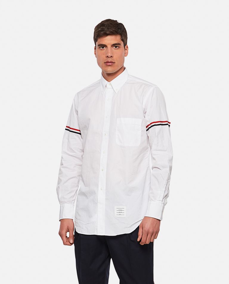 Thom Browne Oxford Button-down Shirt With Rwb Armbands In White