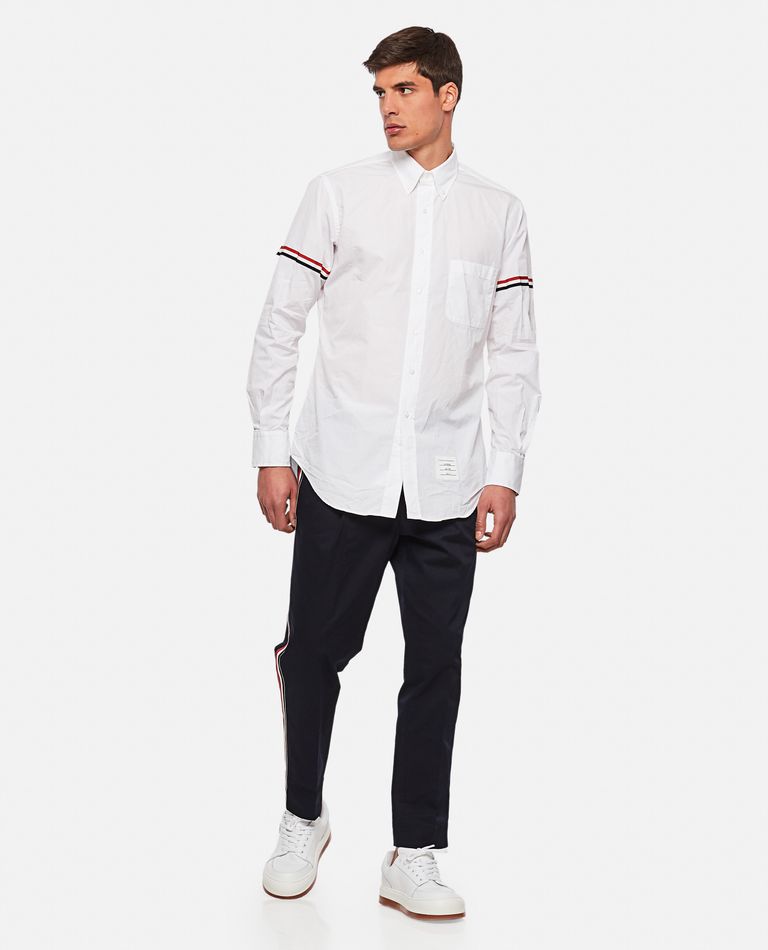 Thom Browne Oxford Button-down Shirt With Rwb Armbands In White