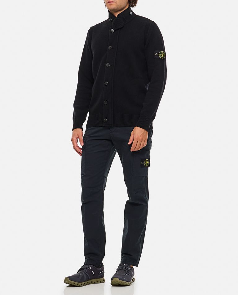 Shop Stone Island Lambswool Cardigan In Black