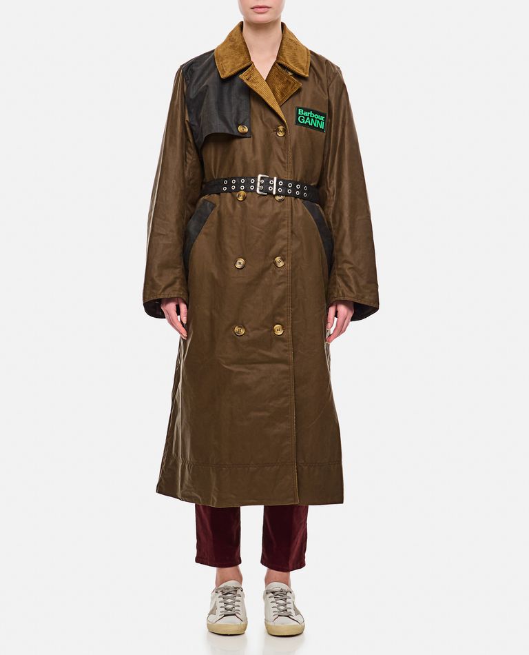 Shop Barbour Ganni X  Wax Trench In Brown