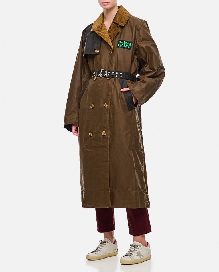 Shop Barbour Ganni X  Wax Trench In Brown