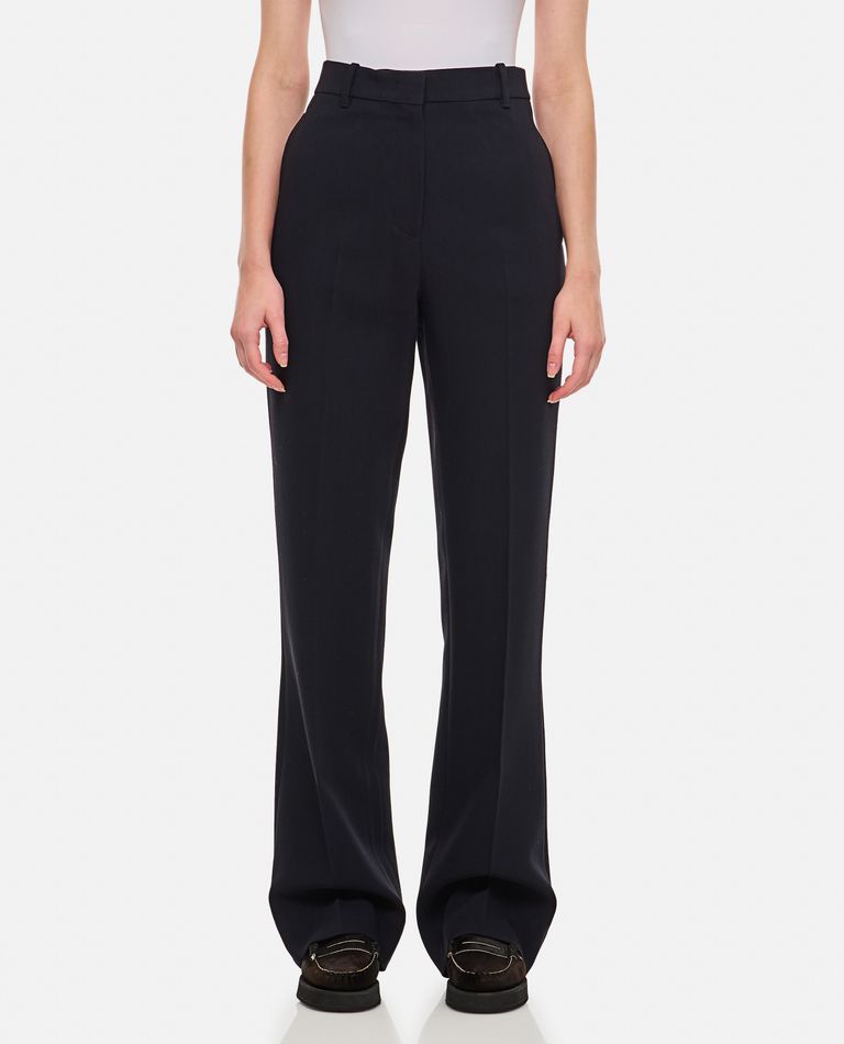 Shop Golden Goose Viscose And Wool Crepe Relaxed Pants In Blue