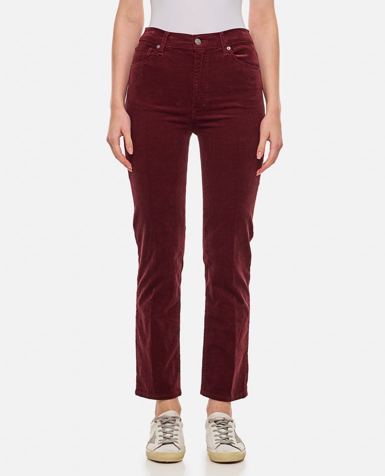 Shop Frame Le Sleek Straight Denim Pants In Red