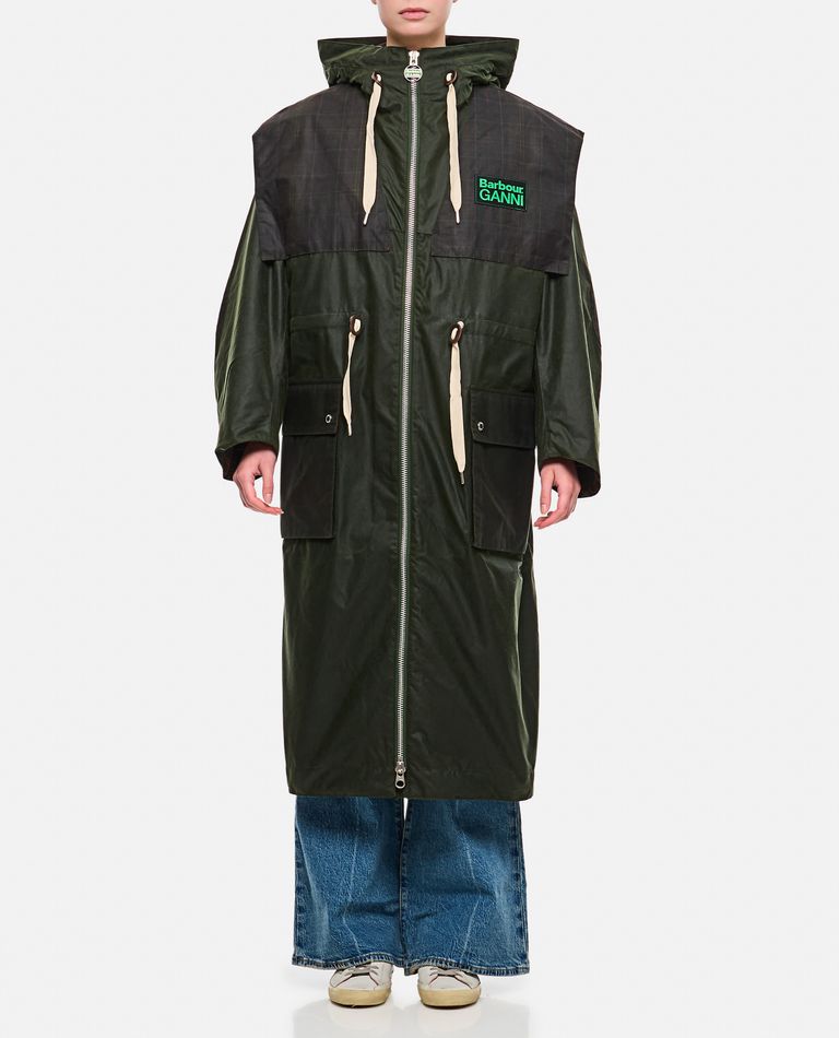 Barbour Ganni X  Wax Parka In Green