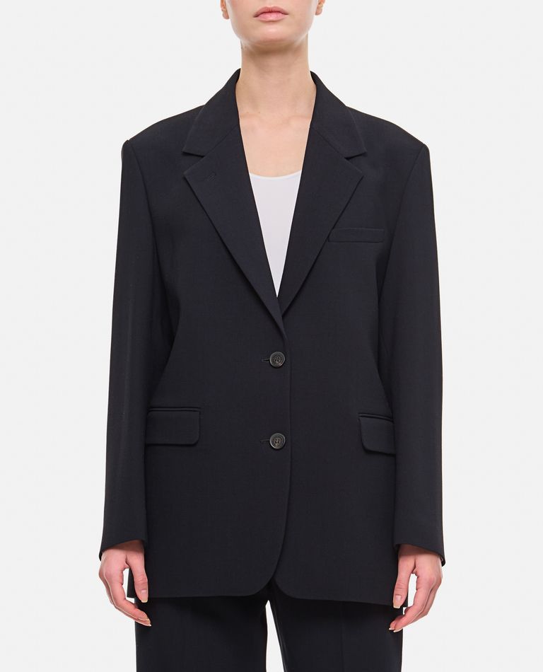 Shop Golden Goose Viscose And Wool Crepe Over Jacket In Blue