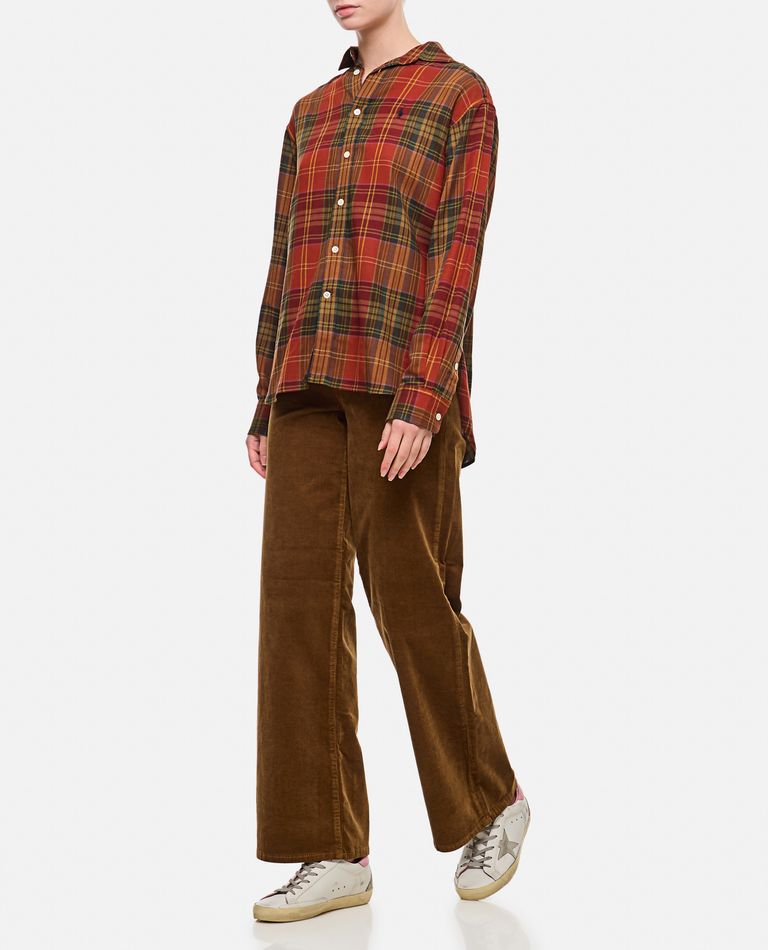 Shop Frame Le Slim Palazzo Denim Pants In Brown