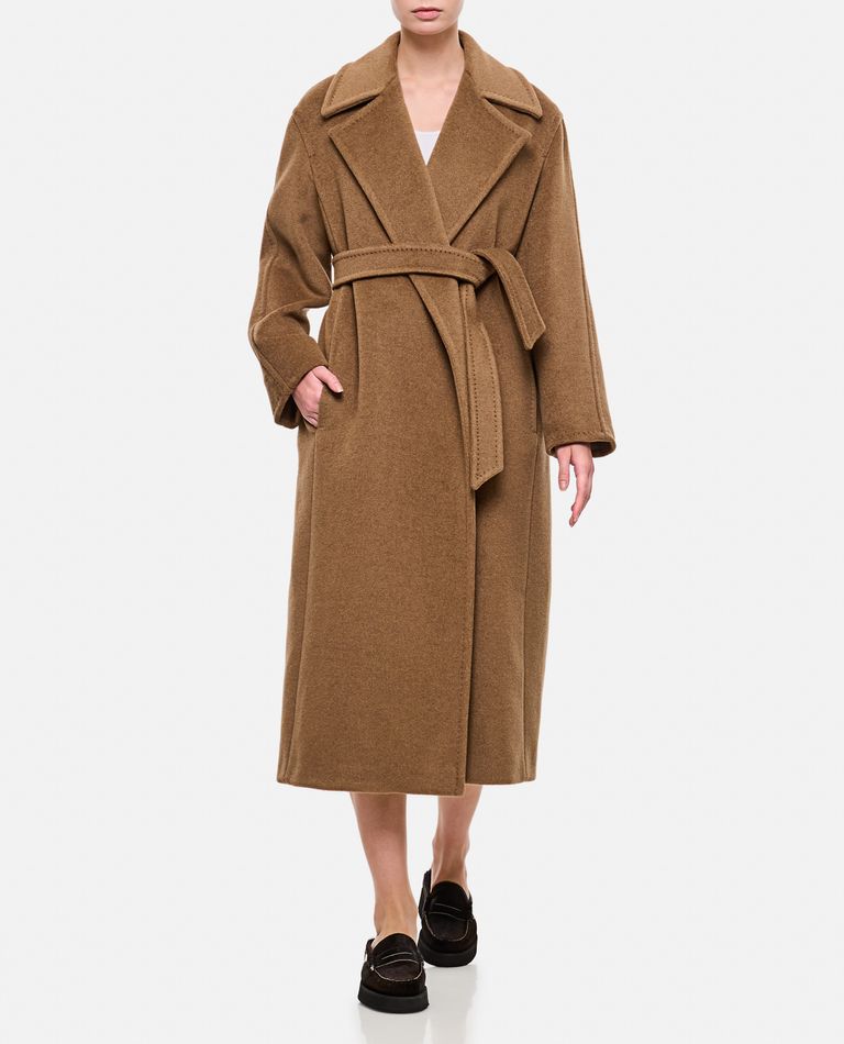 Shop Max Mara Fragore Long Coat In Beige