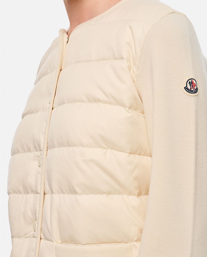 Moncler - GIACCA CON ZIP CON MANICHE IN MAGLIA_4