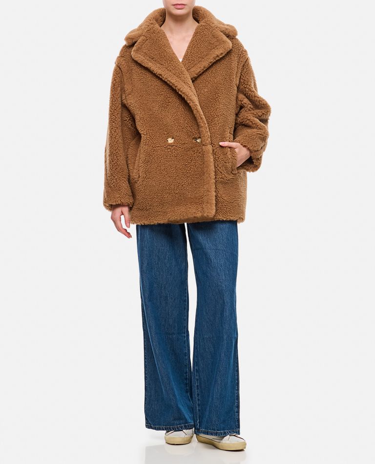 Shop Max Mara Dramma Teddy Short Coat In Beige