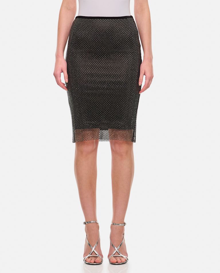 Sportmax Black Tulle Skirt With Rhinestones In Black