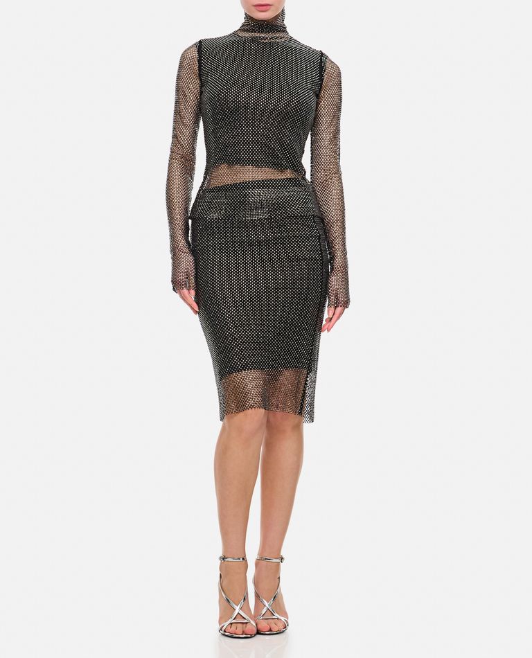 Sportmax Black Tulle Skirt With Rhinestones In Black