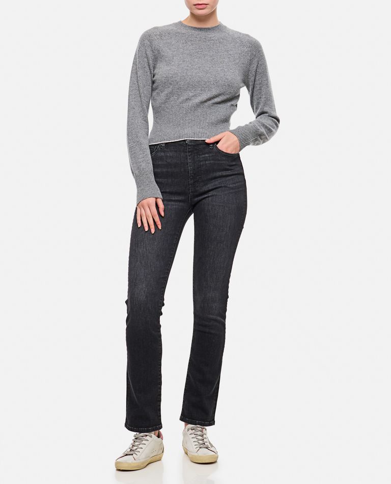 Shop Frame Le High Straight Long Denim Pants In Black