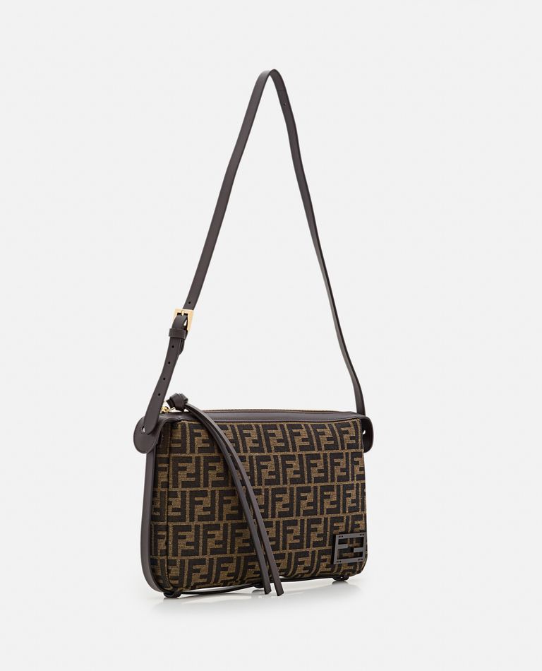 Shop Fendi Medium Simply  Jacquard Shoulder Bag In Brown