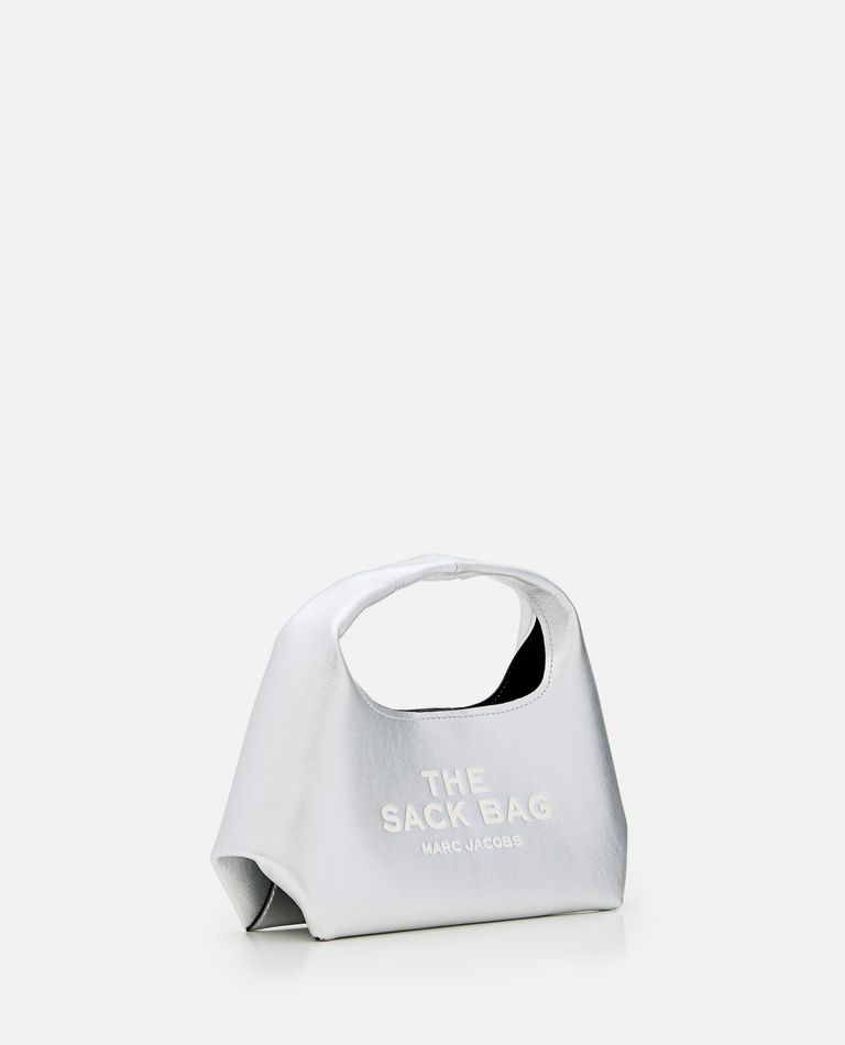 Shop Marc Jacobs The Mini Sack Metallic Leather Handbag In Silver