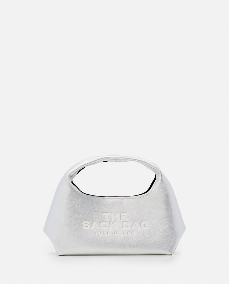 Shop Marc Jacobs The Mini Sack Metallic Leather Handbag In Silver