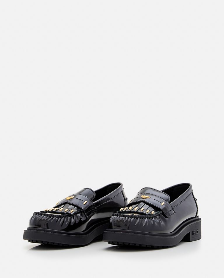 Shop Fendi Leather Loafer With Studs In Black