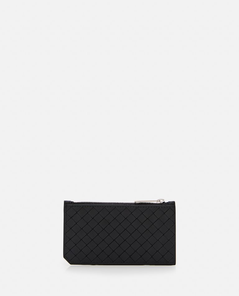 Bottega Veneta Intrecciato Piccolo Zipped Card Case In Black