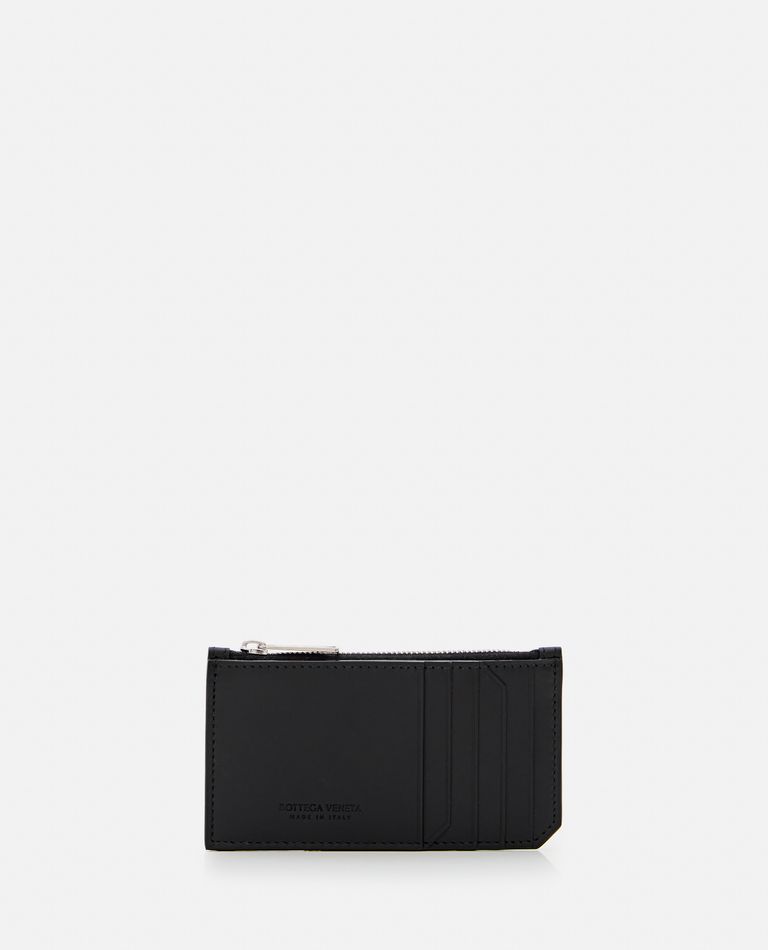 Shop Bottega Veneta Intrecciato Piccolo Zipped Card Case In Black