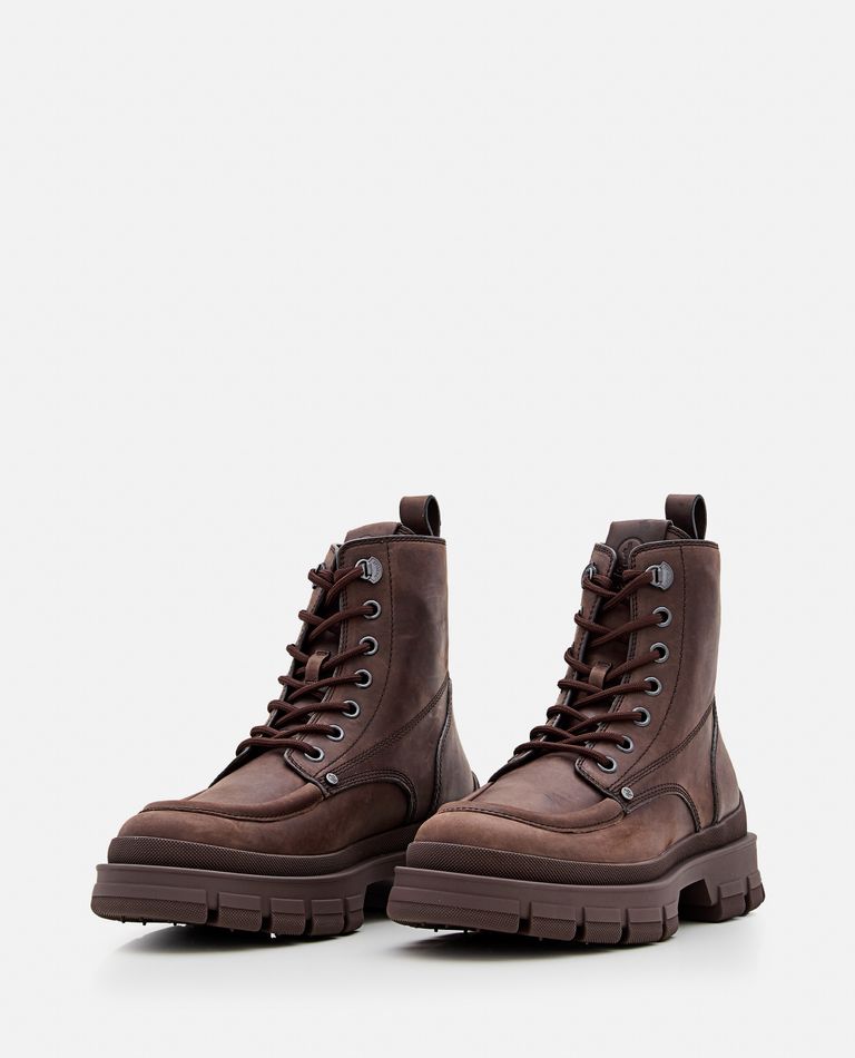 Shop Moncler Hevea City Ankle Boots In Brown