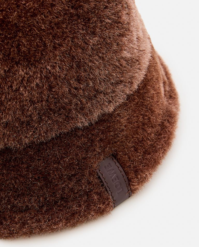 Shop Loewe Shearling Bucket Hat In Brown