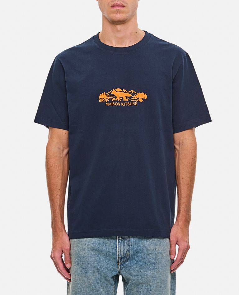 Shop Maison Kitsuné Outdoor Profile Fox Comfort Tee-shirt In Blue