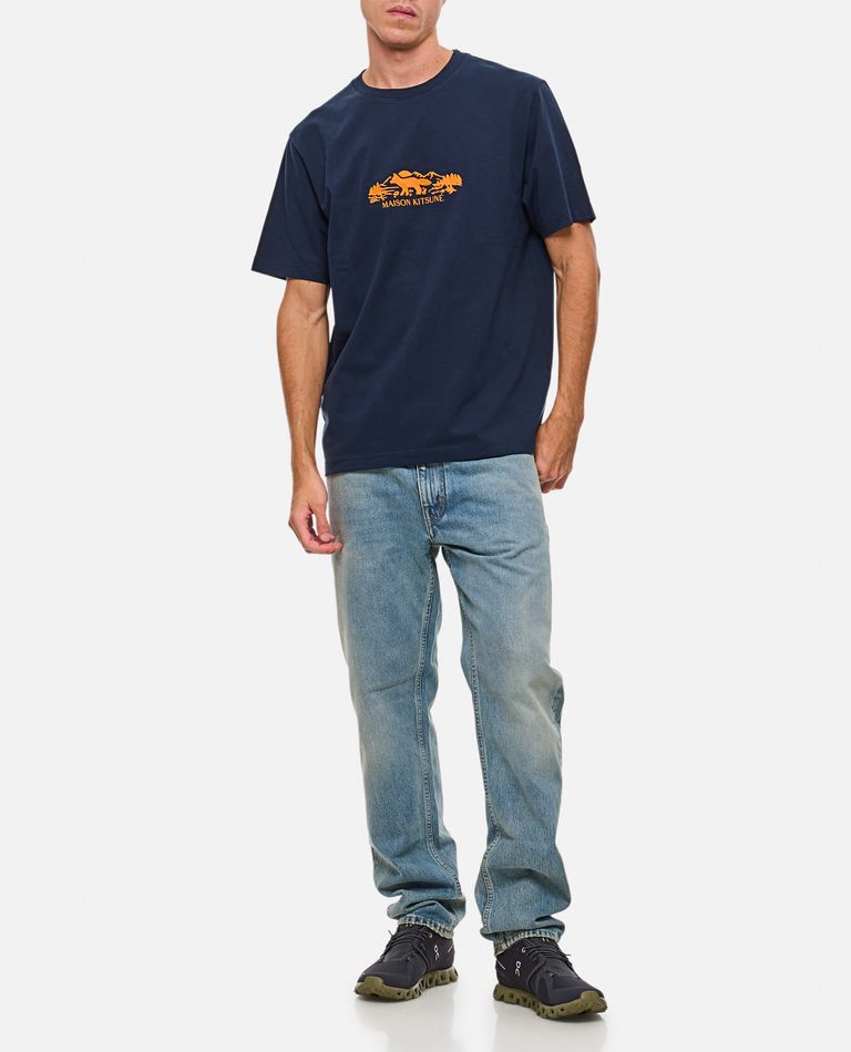 Shop Maison Kitsuné Outdoor Profile Fox Comfort Tee-shirt In Blue